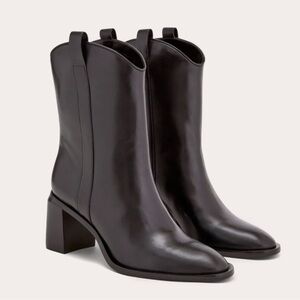 NEW Everlane Black Leather The Outlaw Western Boot in Size 6